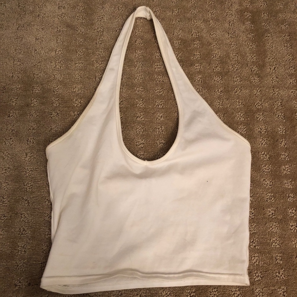 White halter crop top